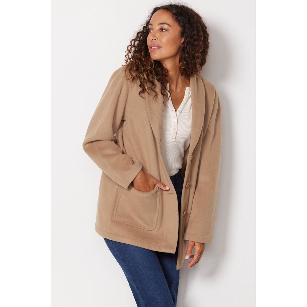 SPLENDID NWT Nikki Oatmeal Tan Hooded Pea Coat // M - Picture 4 of 15